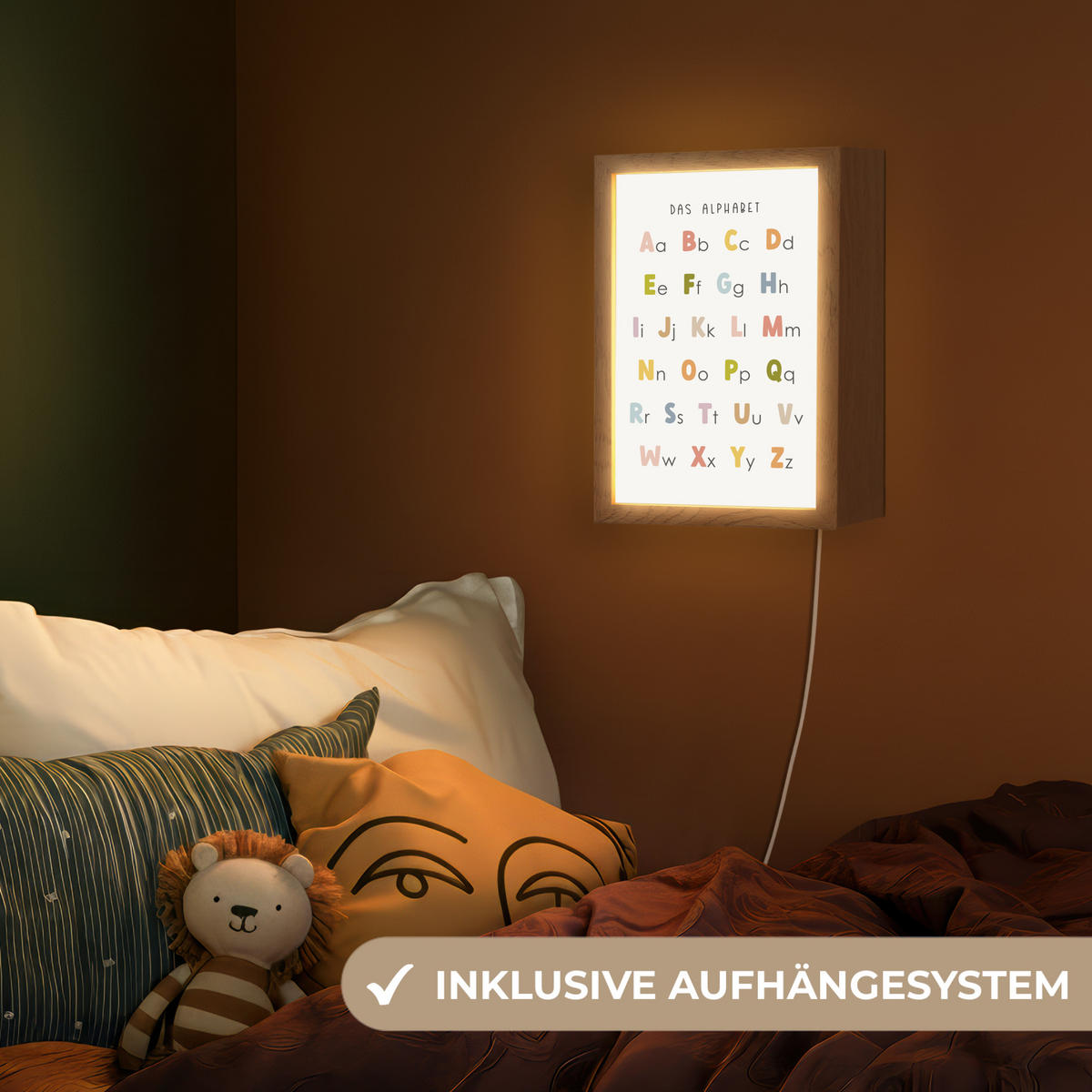 NACHTTISCHLAMPE Pädagogisch - Alphabet lernen - Farbenfroh - Weiß - Buchstaben 20x30 cm - Weiß, Holzwerkstoff (8/20/30cm)
