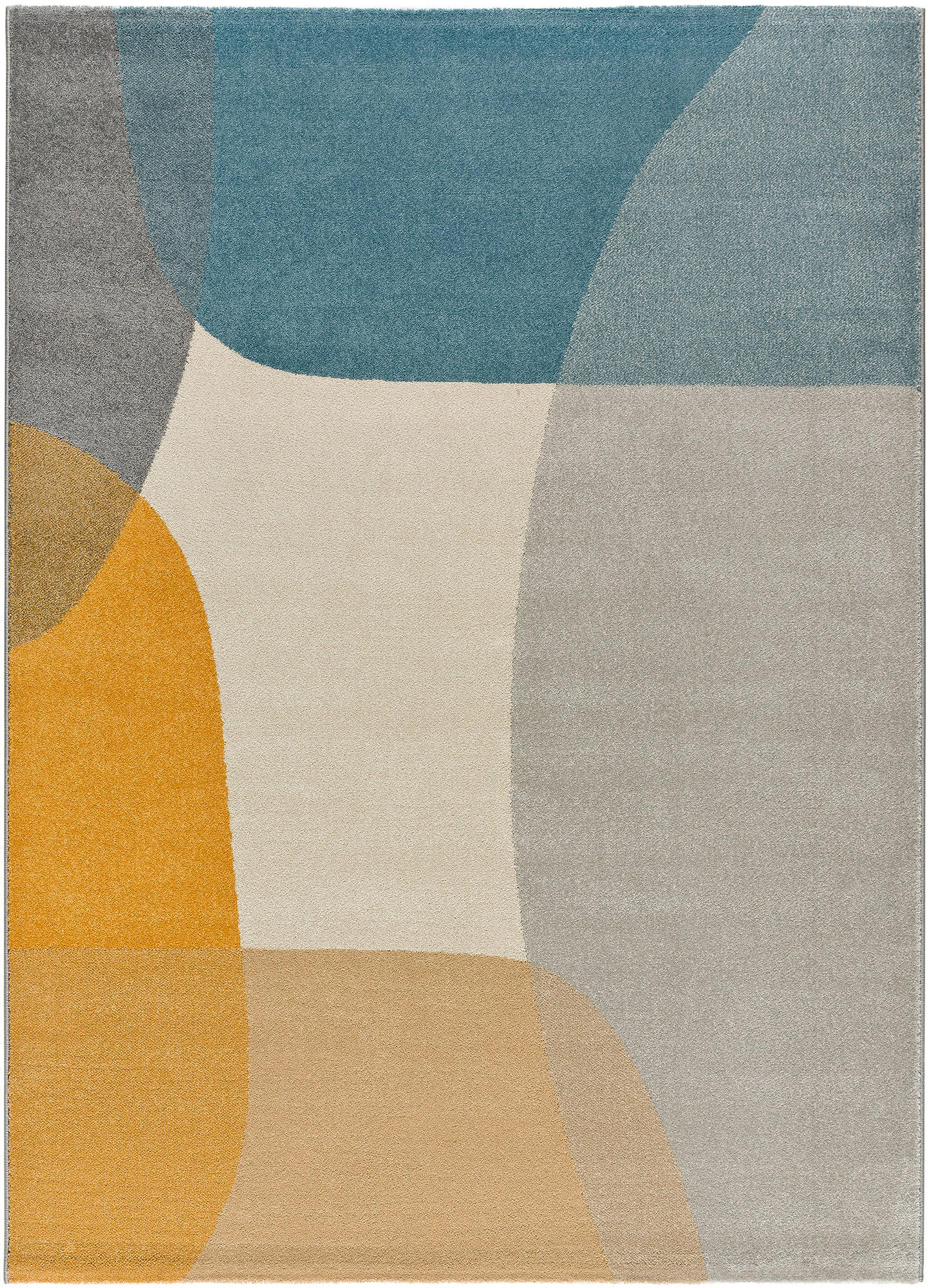 WEBTEPPICH mit geometrischem Muster Cremefarben Senfgelb und Blau Monic 80/150 cm - Blau/Multicolor, Naturmaterialien/Textil (80/150cm) - Atticgo