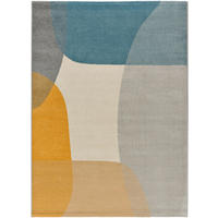 WEBTEPPICH mit geometrischem Muster Cremefarben Senfgelb und Blau Monic 160/230 cm - Blau/Multicolor, Naturmaterialien/Textil (160/230cm) - Atticgo