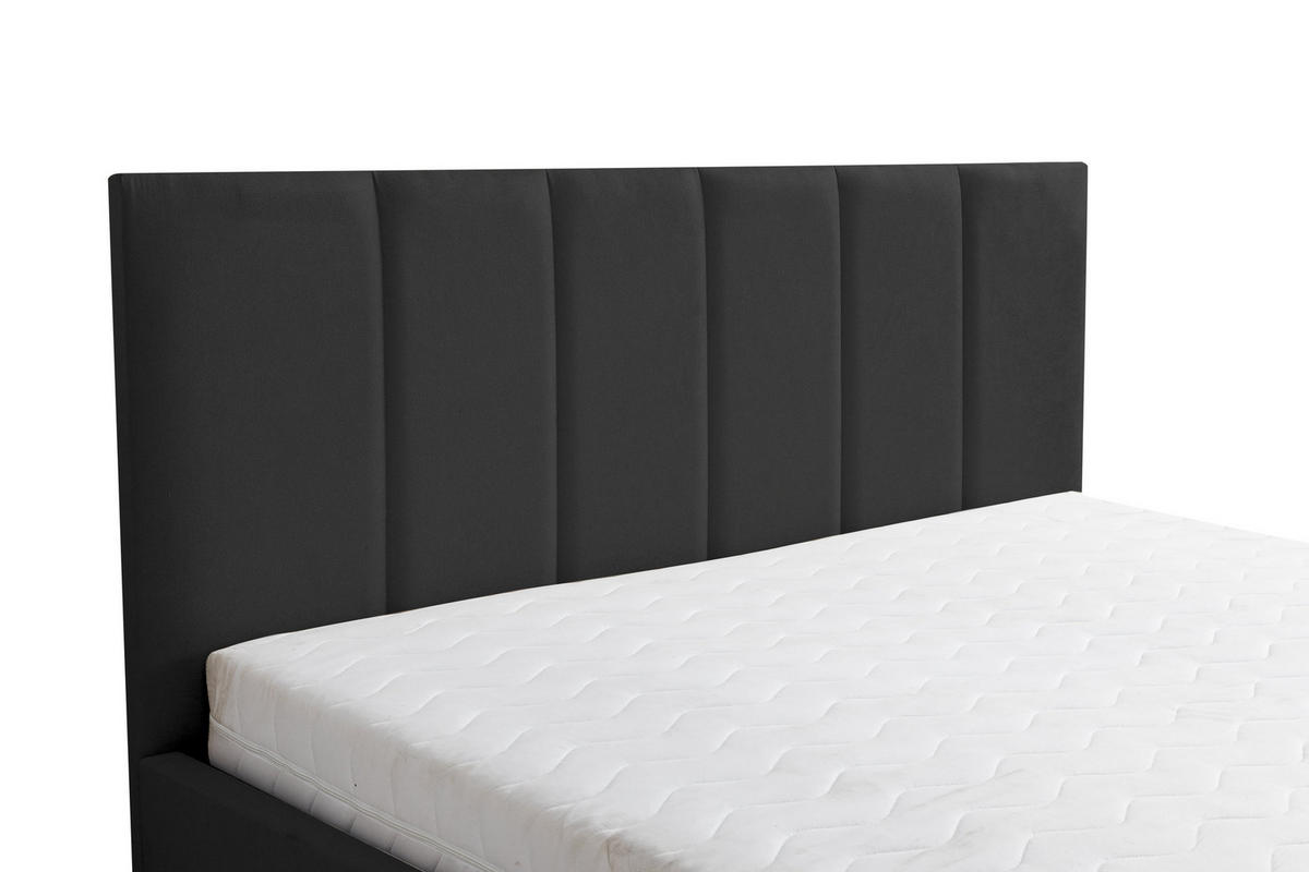 POLSTERBETT LISA mit Kopfteil, 160 x200 cm, Doppelbett mit Bettkasten und Lattenrost aus Velourstoff, Velourstoff, Frabe: Schwarz - Schwarz, Holz/Kunststoff (160/200cm) - VENASI MÖBEL