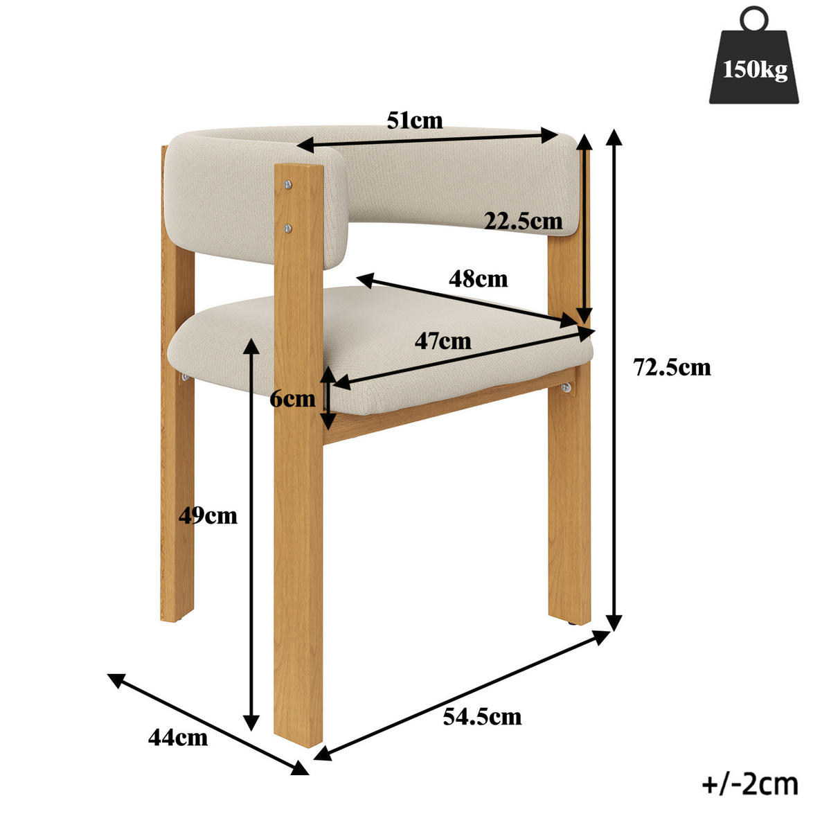 ESSZIMMERSTUHL ergonomisch ca. 47 x 48 x 72,5 cm Flanell Beige 4er-Set - Beige, Metall (44/72.5/54.6cm) - Meubliv