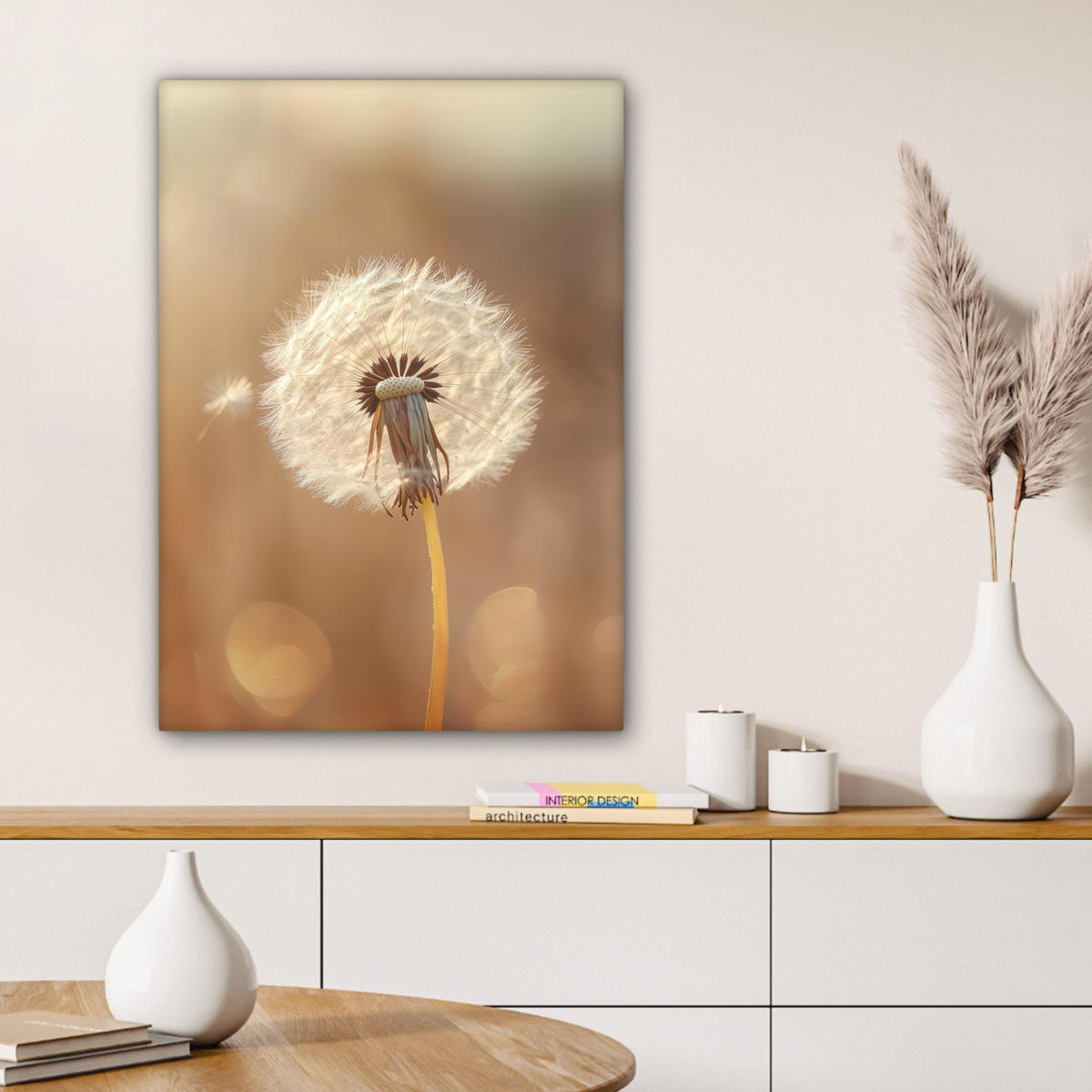 LEINWANDBILD Löwenzahn - Beige - Natur - Blume 60x80 cm - Hellbraun, Textil (60/80cm) - MuchoWow