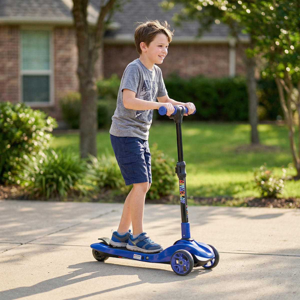 KINDERSCOOTER DE-16991 3 Räder klappbar mit LED Blau - Blau, Metall (64/29/83cm) - ComfortXL