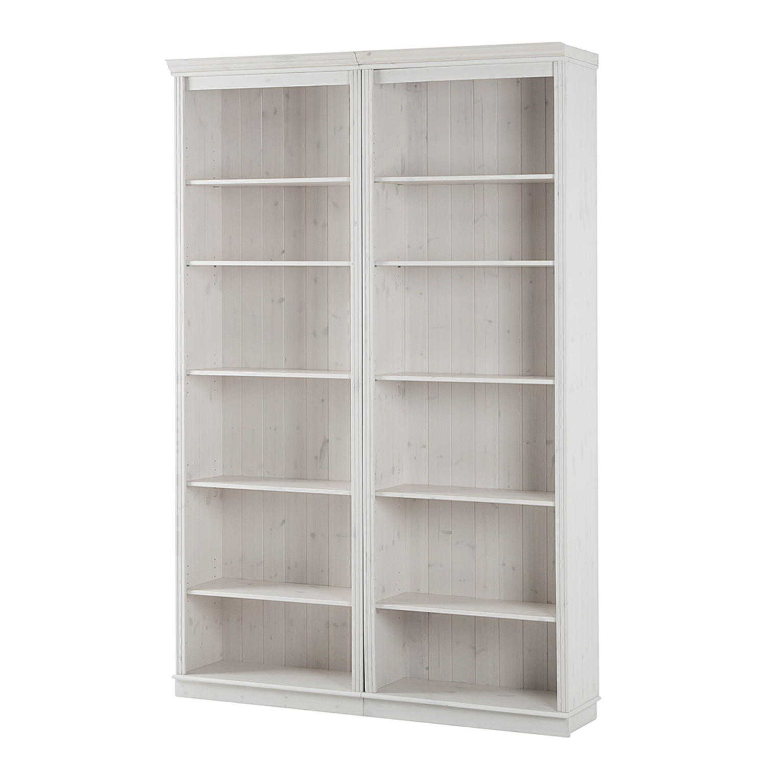 REGALWAND - Kiefer massiv - Typ A - Weiß/Kieferfarben, Holz (148/223/37cm) - home24