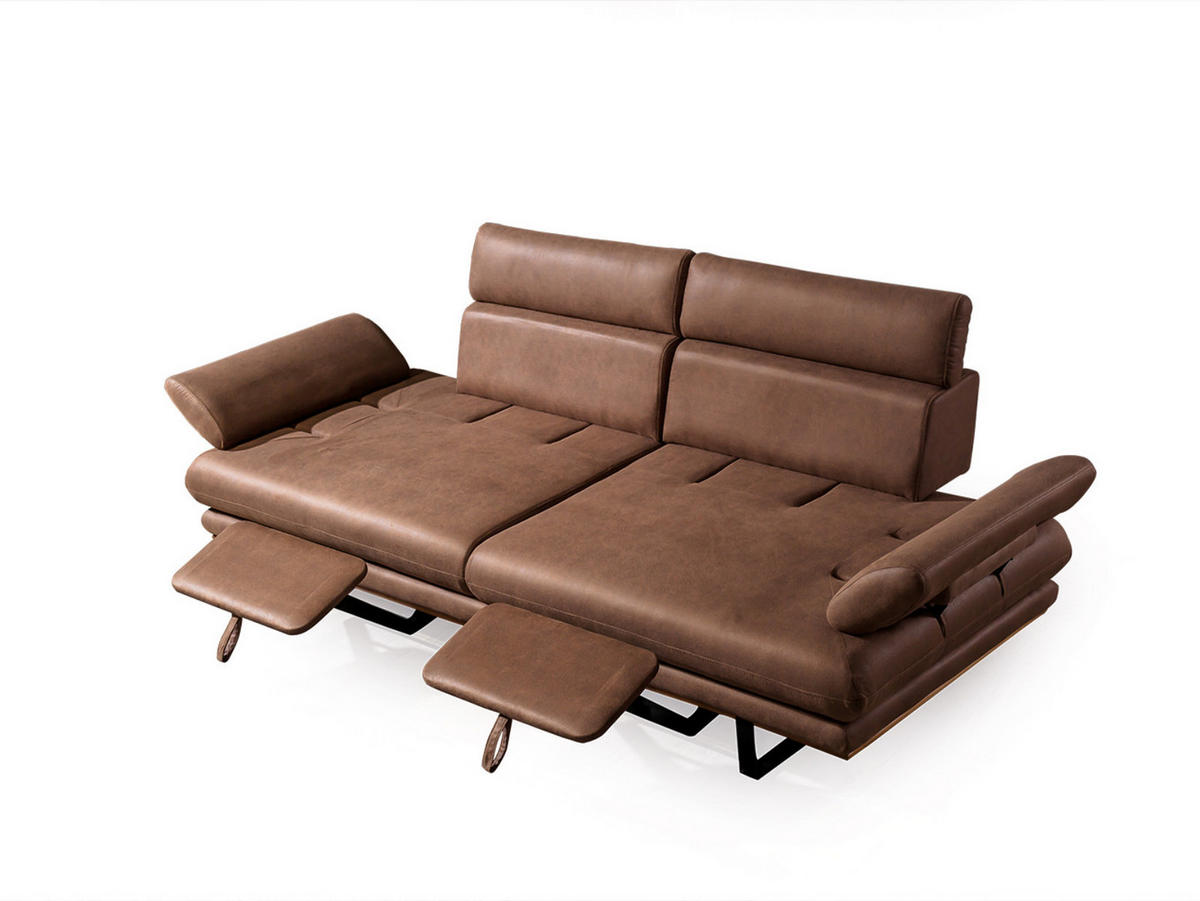 3 Sitzer SOFA Energy Samt Braun - Braun, Textil/Metall (205/80/100cm) - Villa Möbel