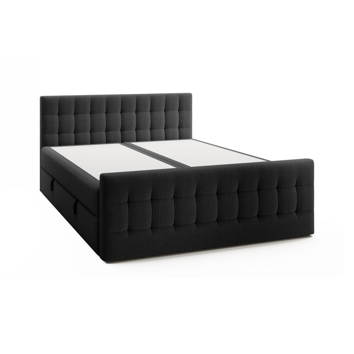 DOPPELBETT Yazo Royal 180x200 cm, Schwarz - Schwarz, Textil (180/200cm) - Fedve