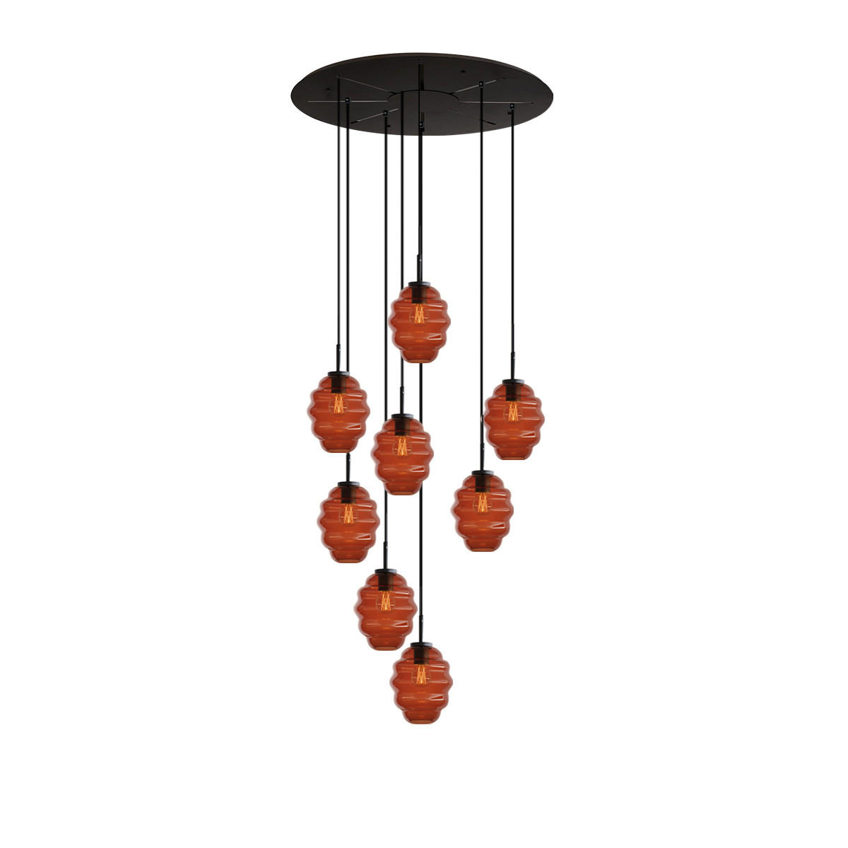 GALERIELEUCHTE Echos 8-flammig Braun Ø 18cm - Schwarz/Braun, Glas (18/18/20cm) - s.luce