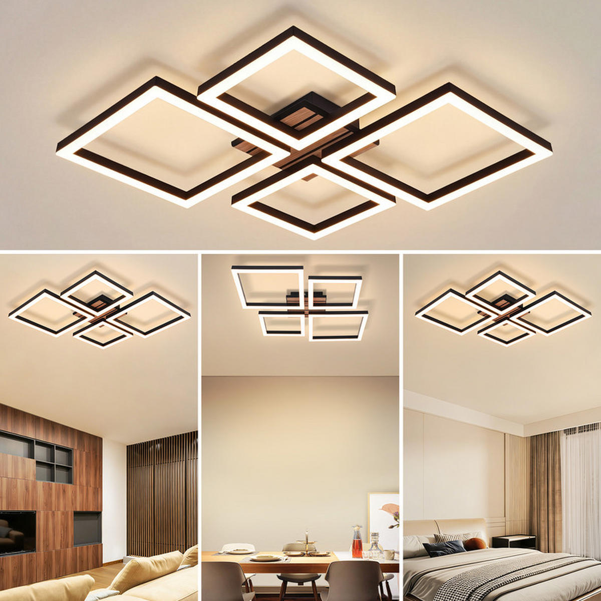 LED stropní svítidlo 45,5/48/6 cm - černá, kov (48/45.5/6cm) - Nettlife