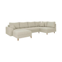 WOHNLANDSCHAFT Alma Beige Cord - Ottomane Links - Beige/Braun, Holz/Textil (310/81/161cm) - S-Style Möbel