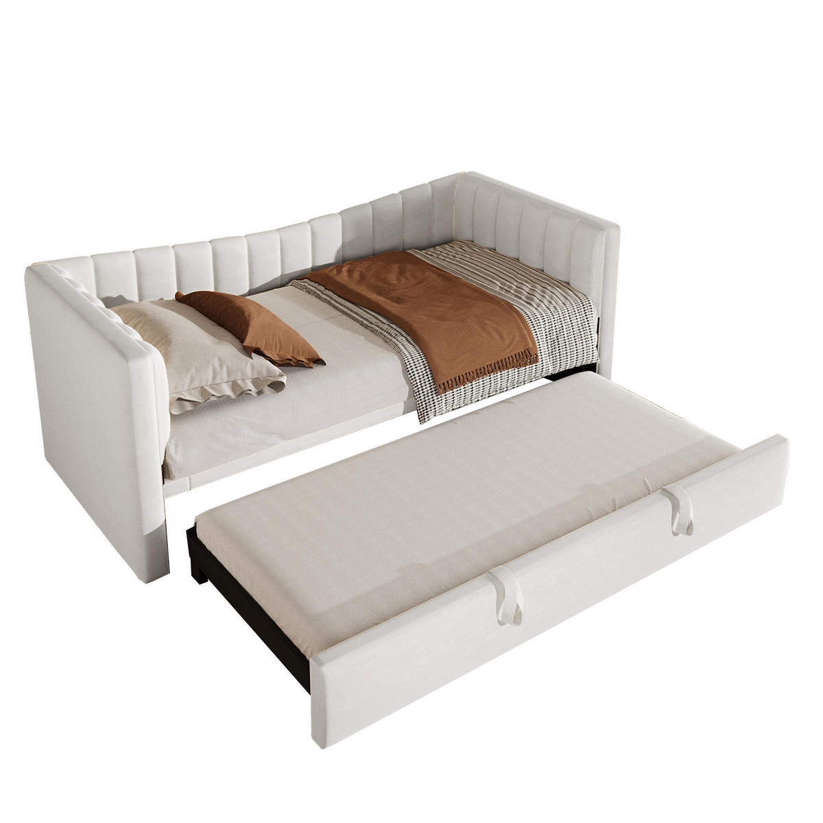 POLSTERBETT 90/200 cm aus Samt in Weiß - Weiß, Textil (180/200cm) - OKWISH