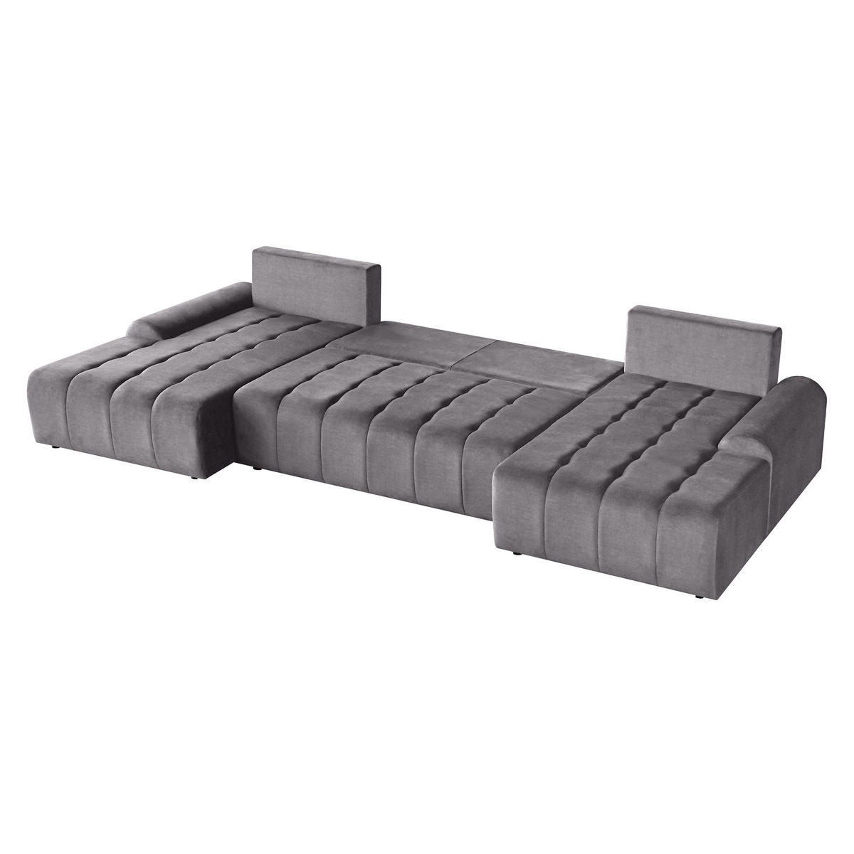 WOHNLANDSCHAFT Costa U Grau - Schwarz/Grau, Kunststoff/Textil (367/80/169cm) - Beautysofa