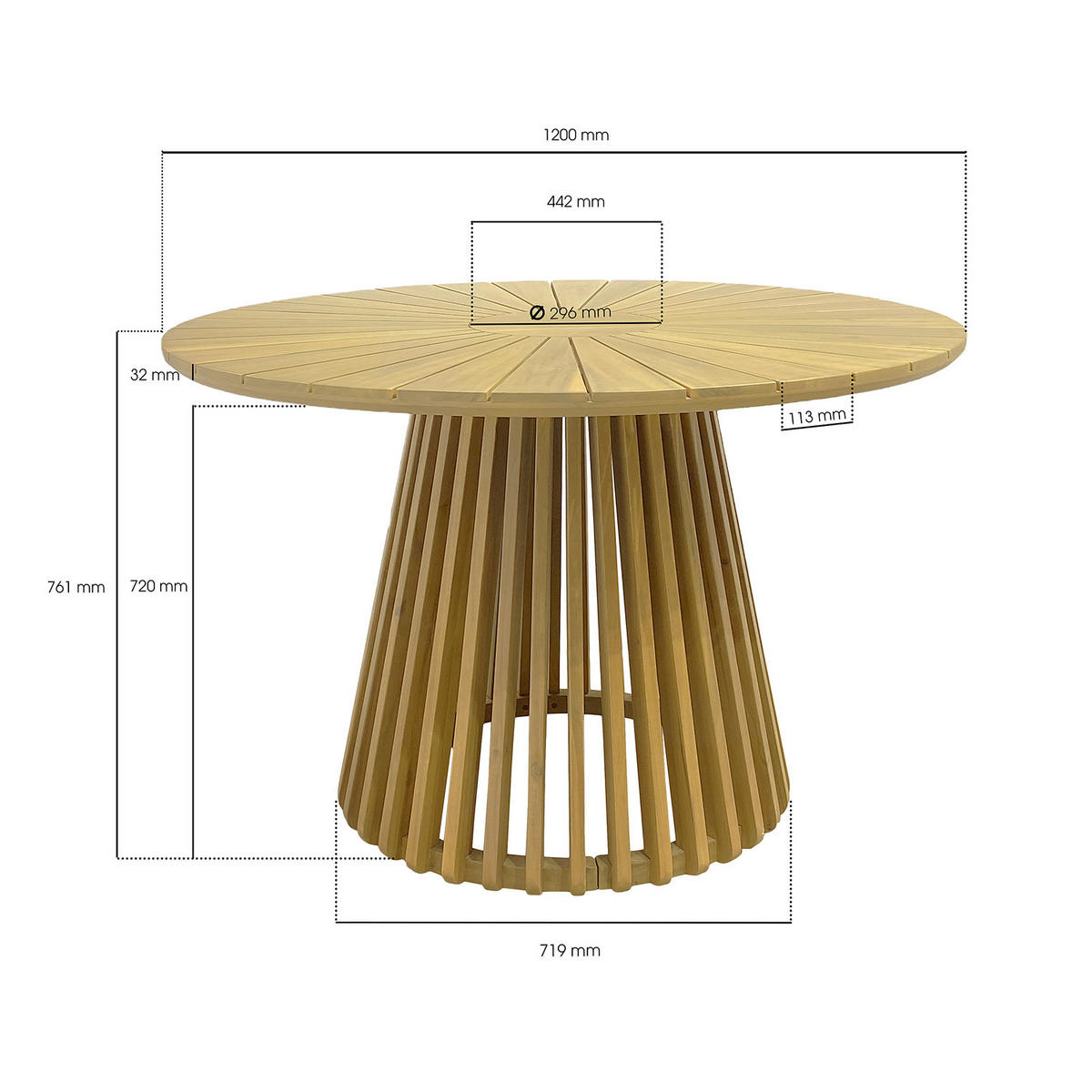 MASSIVER GARTENTISCH - Akazie massiv - Braun - Braun/Akaziefarben, Holz (120/120/76cm) - home24