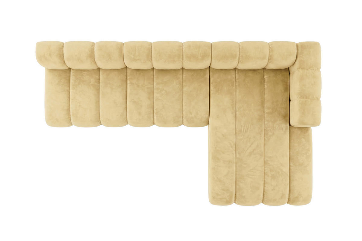 ECKSOFA Modulares In L-Form, Velvet-Stoff Riviera, Buttergelb, Rechts, GRAND 295 cm - Hellgelb, Holz (295/179cm) - Kaiser Möbel