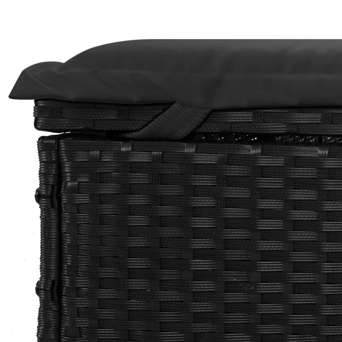 SONNENLIEGEN 2 Stk. Mit Tisch Schwarz Poly Rattan - Schwarz, Kunststoff (55/62/201cm) - vidaXL