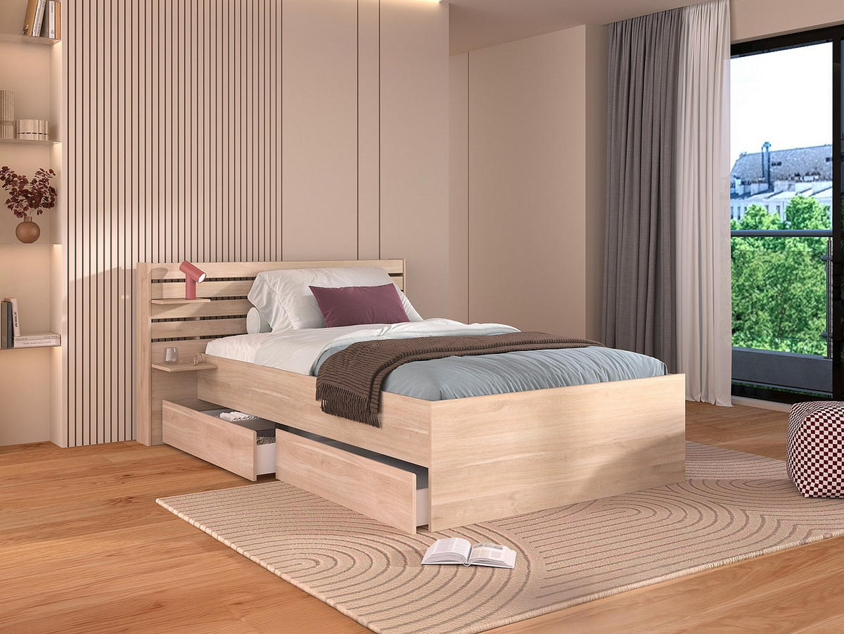 BETTRAHMEN - 1 -Sitzer - Holzspan - naturfarben hell - TENALIA - Naturfarben, Holz (216.8/151.5cm) - Vente-Unique