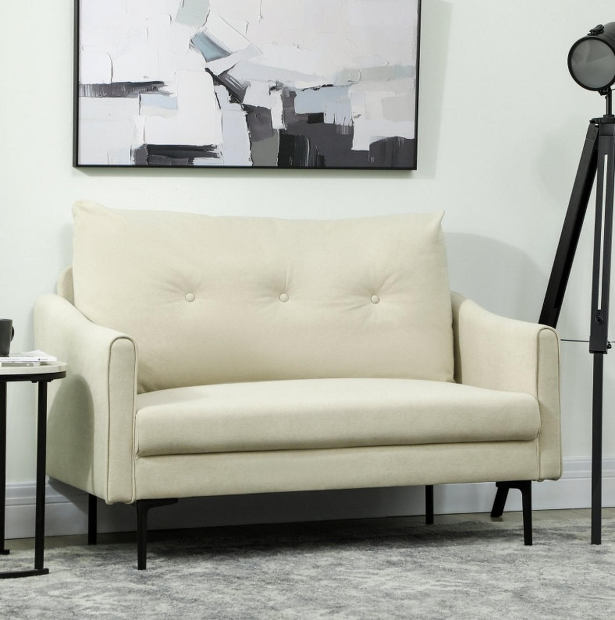 2-SITZER-SOFA mit Schaumstoffpolsterung 124/73/92 cm Creme - Creme, Metall (73/92/124cm) - Redom
