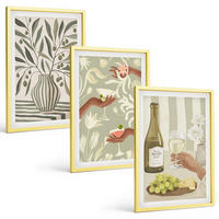 BILDER SET 3er Set - 40x60 cm Goldrahmen - Rustikale Cocktails mit Olivenblüten - Goldfarben, Kunststoff (40/60cm) - TULUP