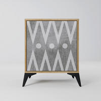 SIDEBOARD SHARP EDGES, Eichefarben, 57,5x42x70,5 cm, Schwarze Metall-Sternfüße - Eichefarben/Multicolor, Holzwerkstoff/Metall (57.5/70.5/42cm) - SpaceRebels