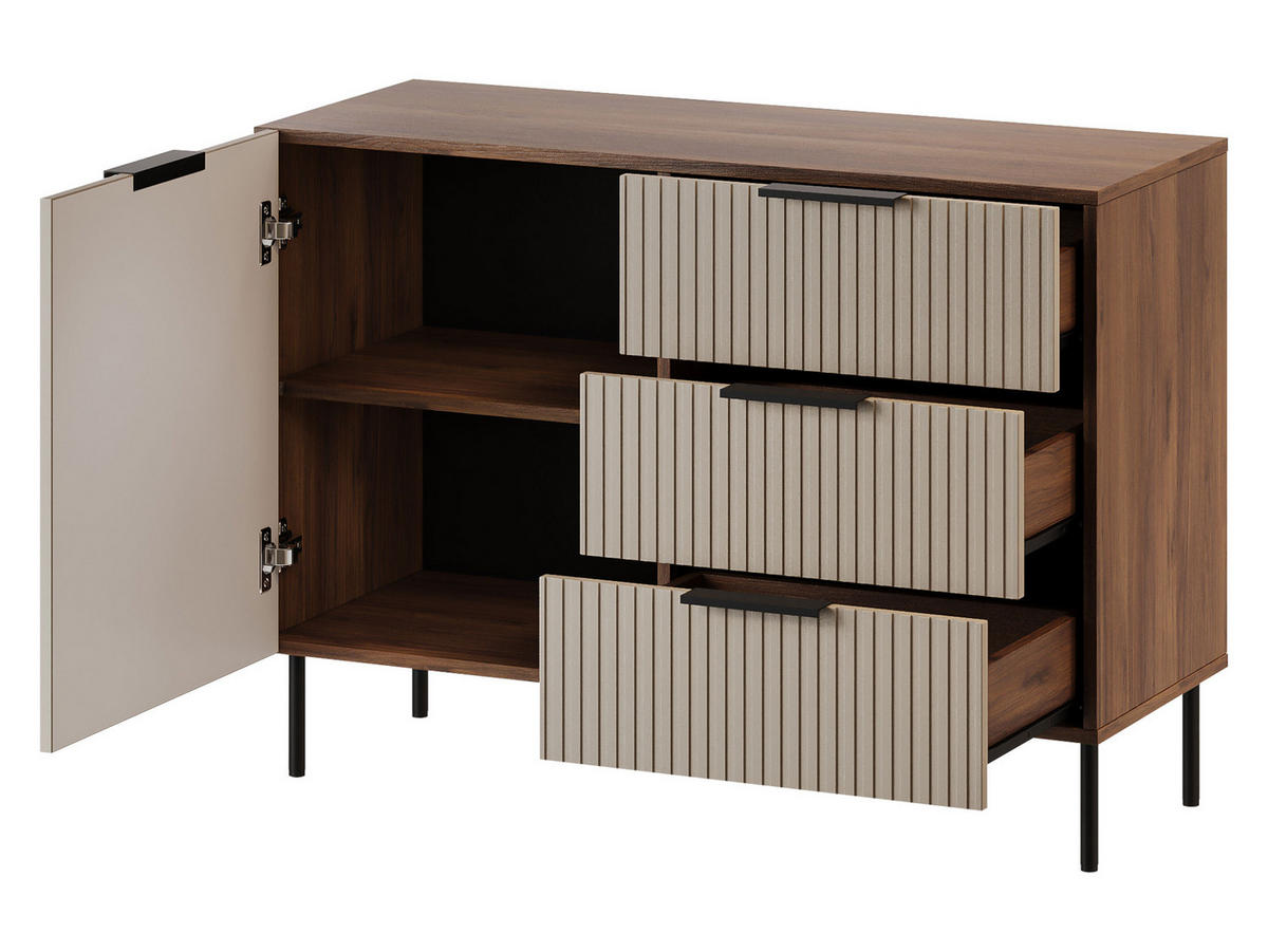 KOMMODE Almera 02 - Kaschmir/Nussbaumfarben, Holzwerkstoff/Metall (105/76/42cm) - MIRJAN24