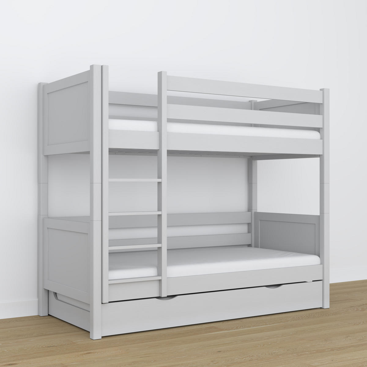 ETAGENBETT N02 mit Matratzenschublade Grau 80/200 - Grau, Naturmaterialien/Holz (80/200cm) - N-Wood