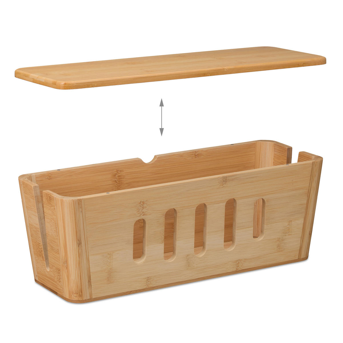 KABELBOX - Hellbraun, Holz/Textil (16/44/16.5cm) - Relaxdays