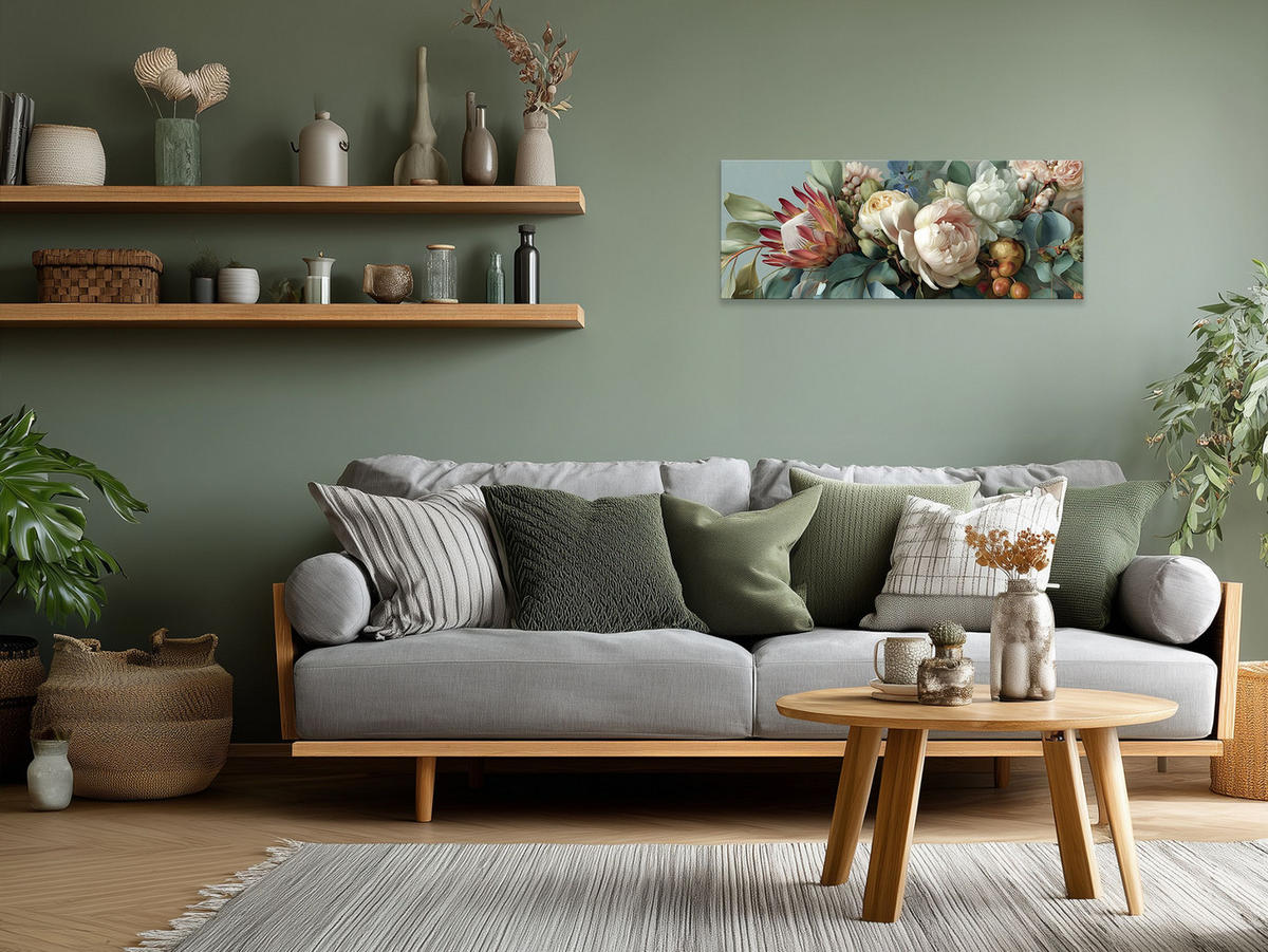 GLASBILD 80x30 cm Vintage Blumen floral - Weiß, Glas (80/30cm) - artissimo