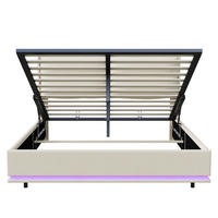 POLSTERBETT 160x200 cm mit LED, USB, Lattenrost, Beige - Beige, Metall (160/200cm)