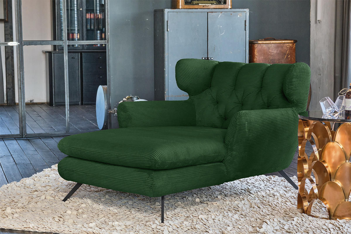 LONGSEAT CHAMRE Smaragdgrün Cord - Smaragdgrün/Schwarz, Textil/Metall (130/95/160cm) - KAWOLA