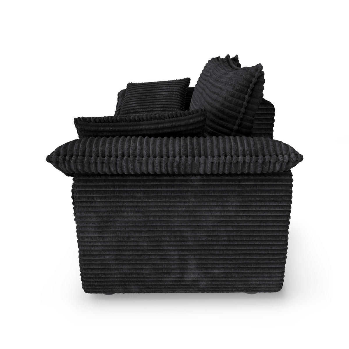 SOFA 3-Sitzer Gerippter Samt XXL Schwarz 232cm - Schwarz, Textil (232/92/102cm) - Sia Home