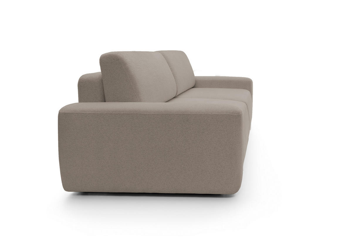 SOFA 4-Sitzer freistehend, Bettzeugcontainer, Polsterung aus PUR-Schaum, Stoff Raven, Schlaffunktion: 120x200 cm, Größe: 257x82x105 cm, Cappucino - Hellbraun, Holz/Textil (257/82/105cm) - DomoHome