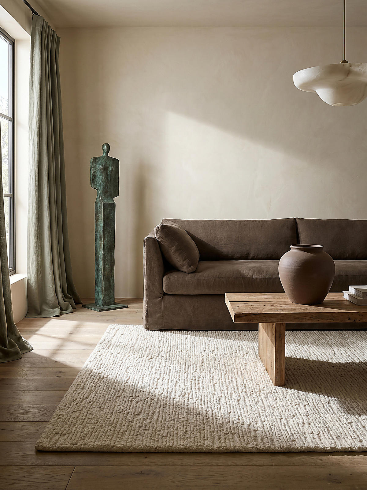 WOLLTEPPICH Boucle, Unifarben, Strapazierfähig, natürlich & pflegeleicht Creme Rechteckig 160x230 - Creme, Textil (230/160cm) - KADIMA DESIGN