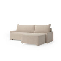 ECKSCHLAFSOFA - Rocky - Rechts, Creme (Poso 100) - Creme/Schwarz, Holzwerkstoff/Metall (245/174cm) - Möblo