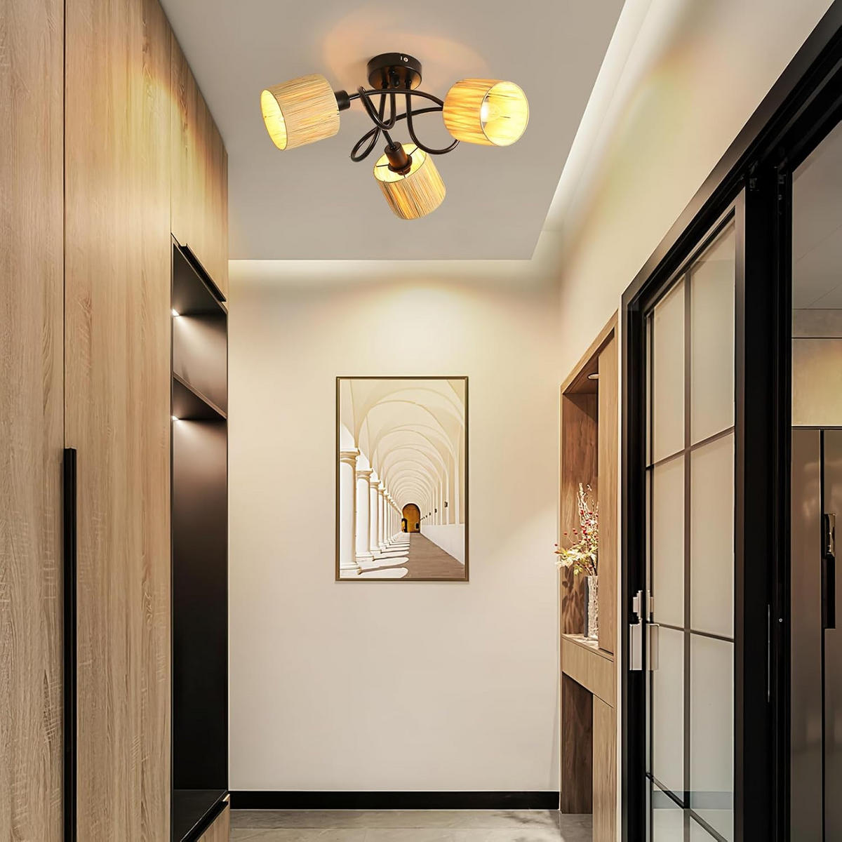 DECKENSTRAHLER Brennau 22/22/43.5 cm - Schwarz, Metall (43.5/22/22cm) - ZMH