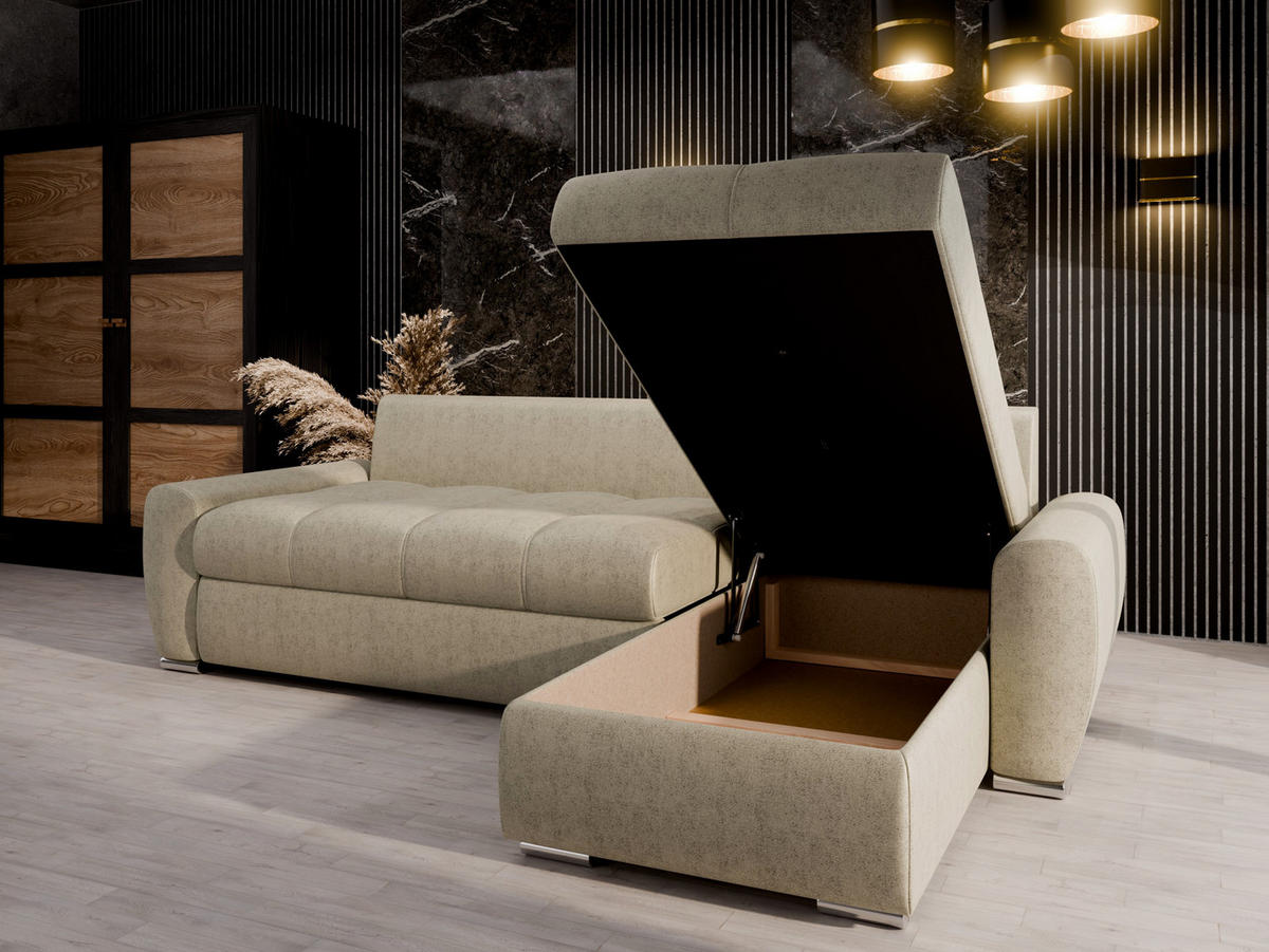 ECKSCHLAFSOFA Lunar Schlafsofa mit Bettkasten, Cappuccino - Cappuccino, Holz (237/166cm) - Panda Möbel