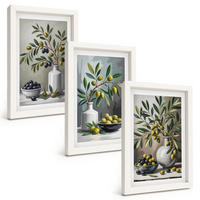 BILDER SET 3er Set - 20x30 cm Weißer Rahmen - Keramik olivgrau - Weiß, Kunststoff (20/30cm) - TULUP