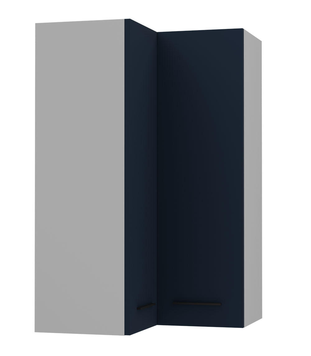 ECKHÄNGESCHRANK Bonn W14/60 grau / marineblau matt 60 / 60 / 96cm - Blau/Grau, Holz/Holzwerkstoff (60/96/60cm) - Feldmann-Wohnen