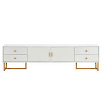 TV-SCHRANK 175/30/46 cm weiß MDF mit 4 Schubladen und goldenen Griffen - Weiß, Holzwerkstoff (175/46/30cm) - OKWISH