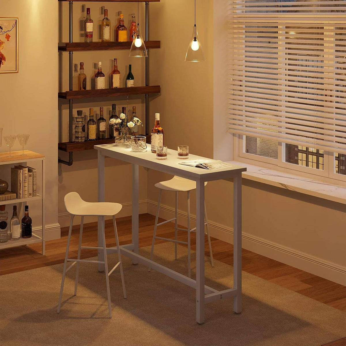 BARTISCH, aus MDF, Helle Eiche, 140x100x40cm - Weiß, Holzwerkstoff/Metall (40/140/100cm) - Woltu