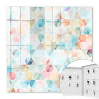 SCHLÜSSELBOX Weiß 30x30 cm – Türöffnung nach rechts - Geometrische Muster - Blau, Metall (30/30/5cm) - TULUP