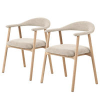 ARMLEHNENSTUHL - 2er-Set - Eiche Bianco/Beige, Eichenholz/Holz (56/76/54cm) - home24