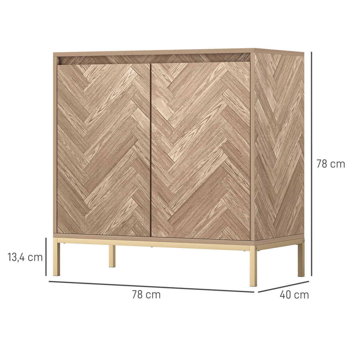 SIDEBOARD Eiche-Nachbildung, 2 Türen, 78/40/78 cm - Naturfarben, Holz (78/78/40cm) - PANGIVO