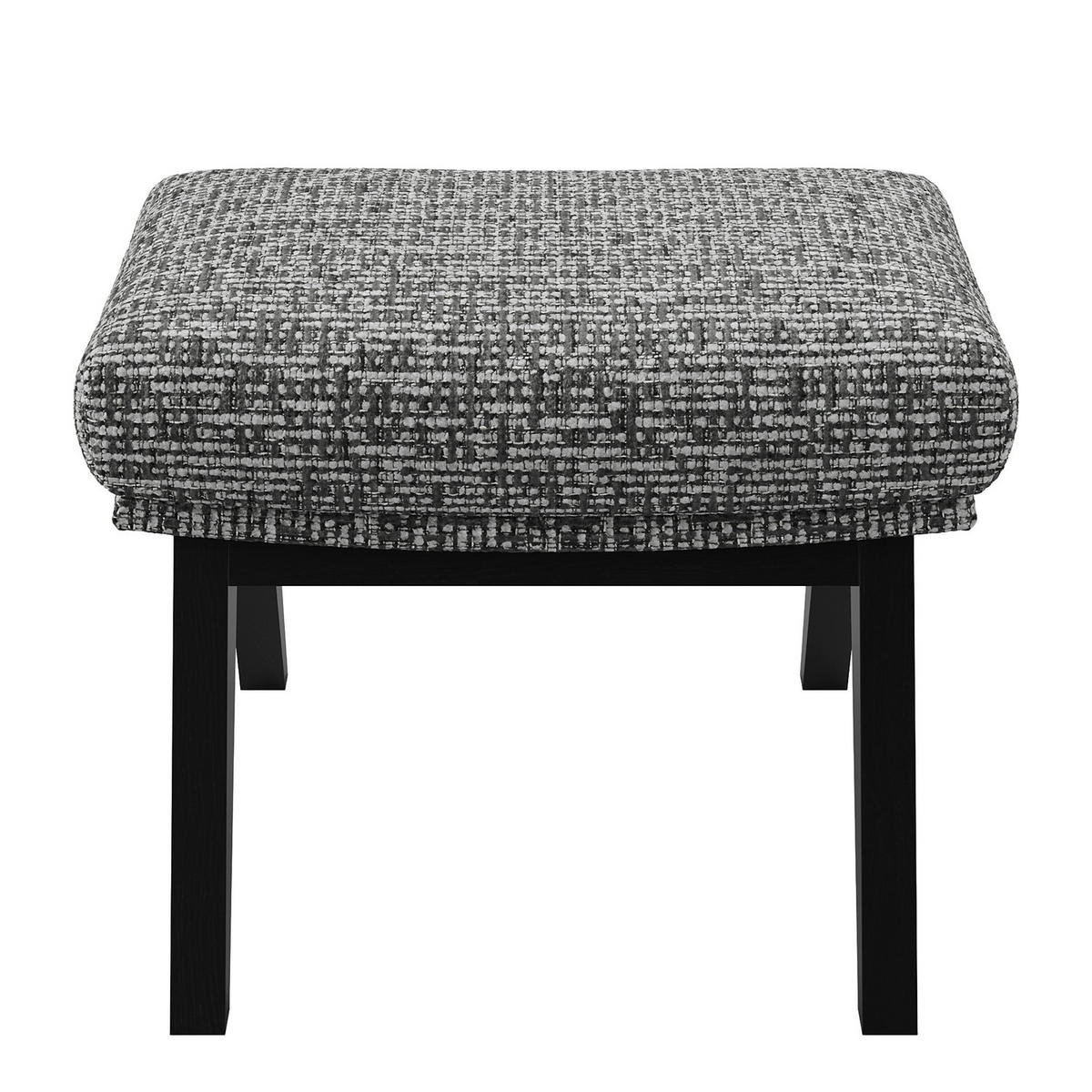 HOCKER mit Holzfüßen - Schwarz/Grau, Birkenholz/Textil (54/41/41cm) - home24