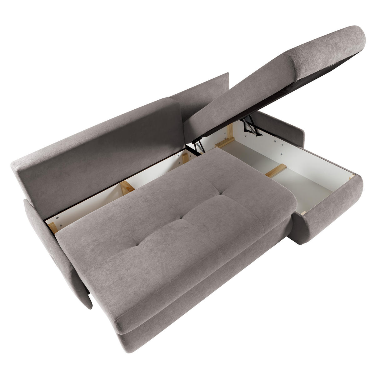 ECKSCHLAFSOFA Tino mit Schlaffunktion und Bettkasten, universeller Ottomane, Braun - Braun, Textil (216/155cm) - Beautysofa