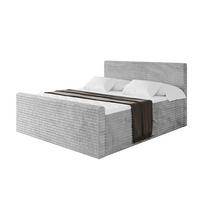 BOXBETT mit Matratze H4 und Lattenrost - TOLO-Z-v1 - 180x200 Cord - Hellgrau - Hellgrau, Holzwerkstoff (180/200cm)