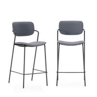 SADA 2 stoliček s černými kovovými nohami, výška 66 cm - MAIKA - tmavě šedá, plast (51/66/44cm) - Calicosy