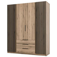 KLEIDERSCHRANK Kaja Eiche Evoke 200 cm - Eichefarben/Schwarz, Holzwerkstoff/Metall (200/239/61.9cm) - Selsey