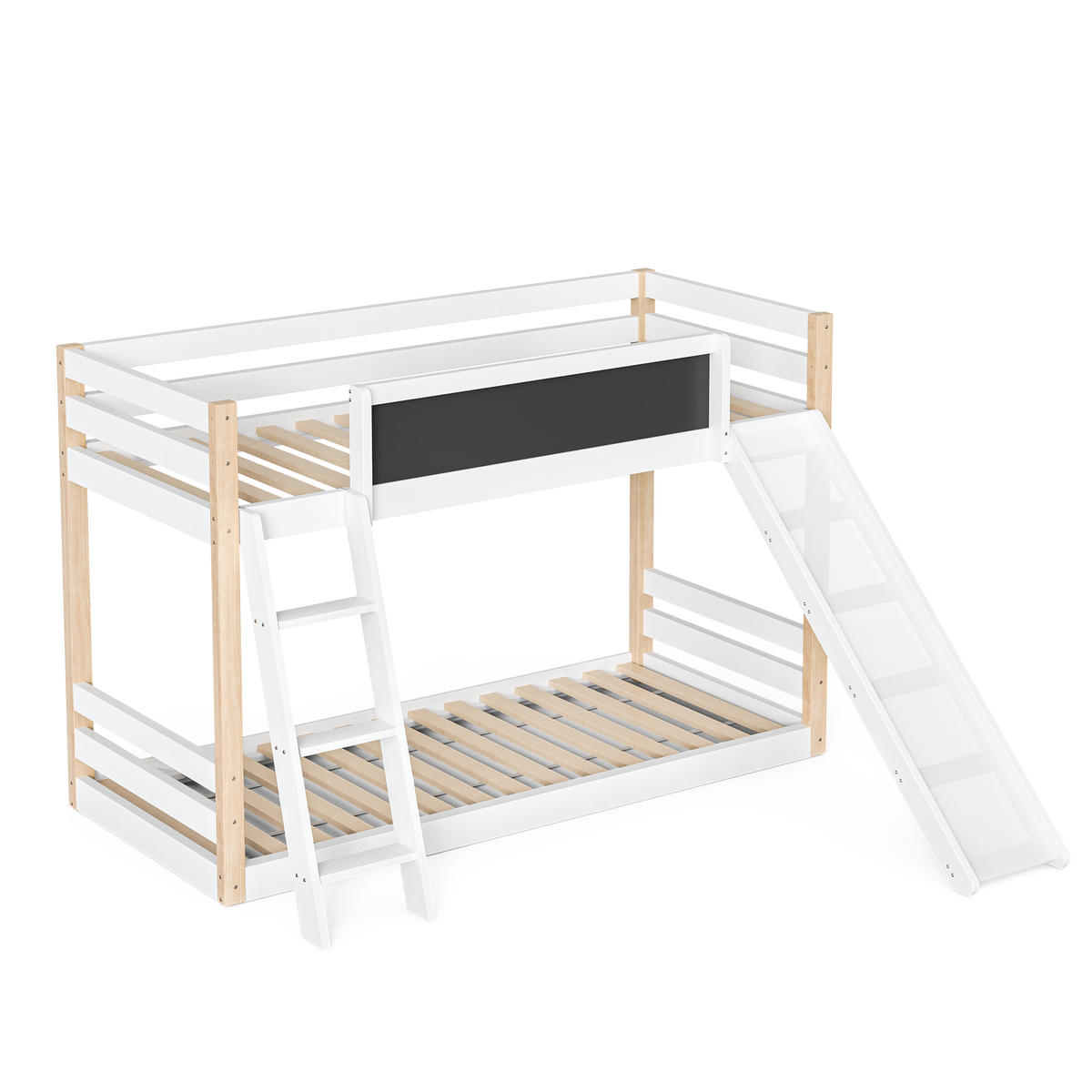 ETAGENBETT 200 x 90cm in Weiß mit Treppe und Rutschen - Weiß, Holz (90/200cm) - KOMHTOM