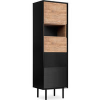 REGAL LOFTY Kreuzeinlage, schwarz / Eiche natur - Eichefarben/Multicolor, Holzwerkstoff (52/174/41cm) - KONSIMO®