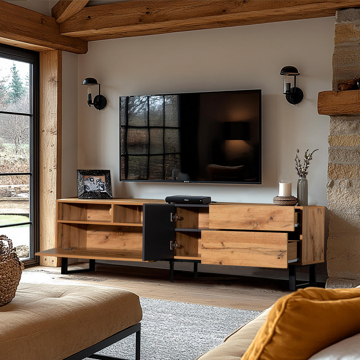 TV-MÖBEL Braun 180 /38/ 50 cm - Braun, Holz (38/50/180cm) - Urban Meuble