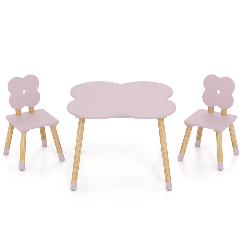 KINDERTISCH mit stuhl rosa(3-tlg) - Pink, Holzwerkstoff (60/44/60cm) - COSTWAY